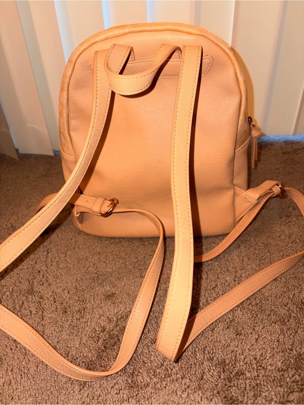 LC Lauren Conrad Peach Faux Leather Mini Backpack with Heart Charm